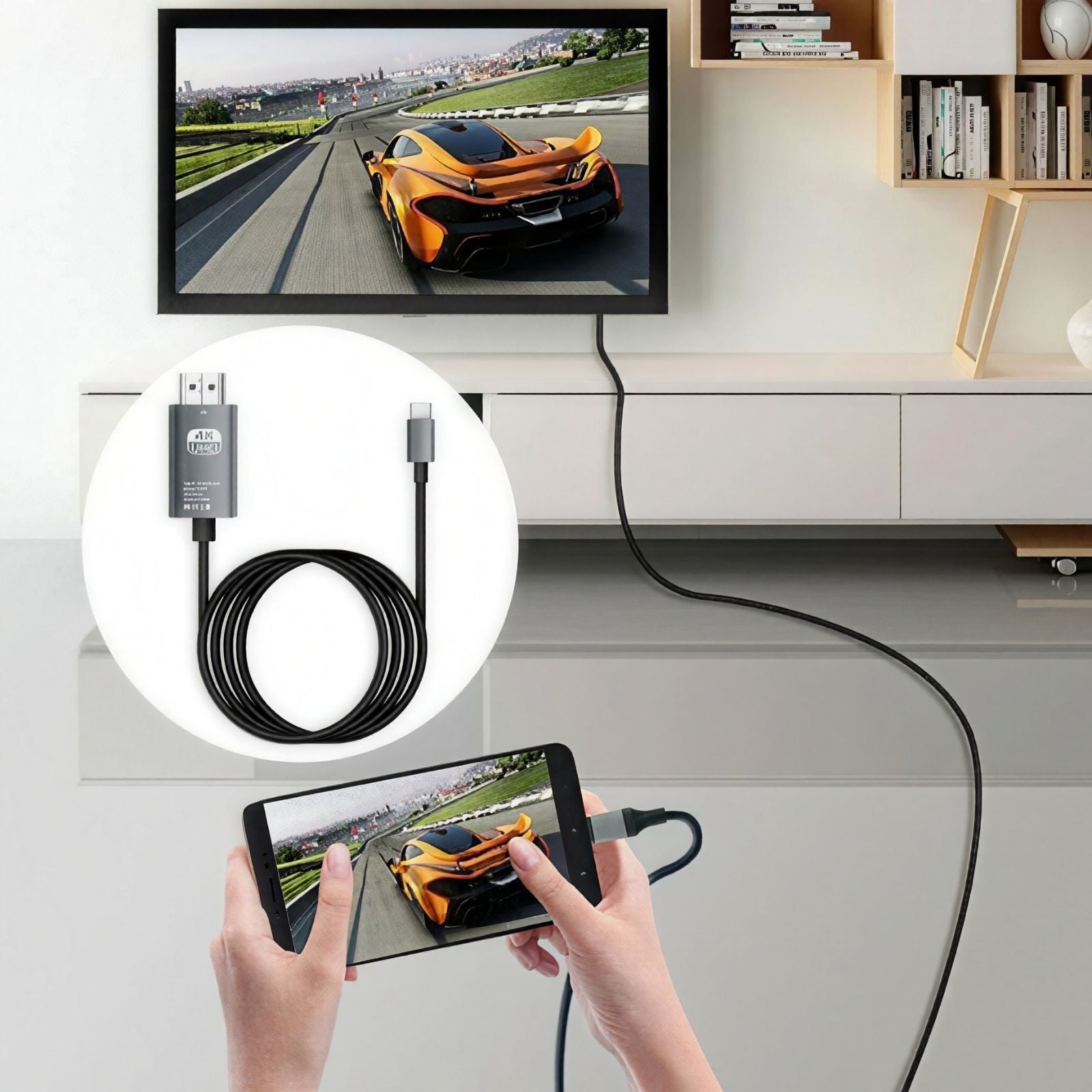 Type C to HDMI Adapter Converter 4K HDTV Cable For HUAWEI Samsung 2M