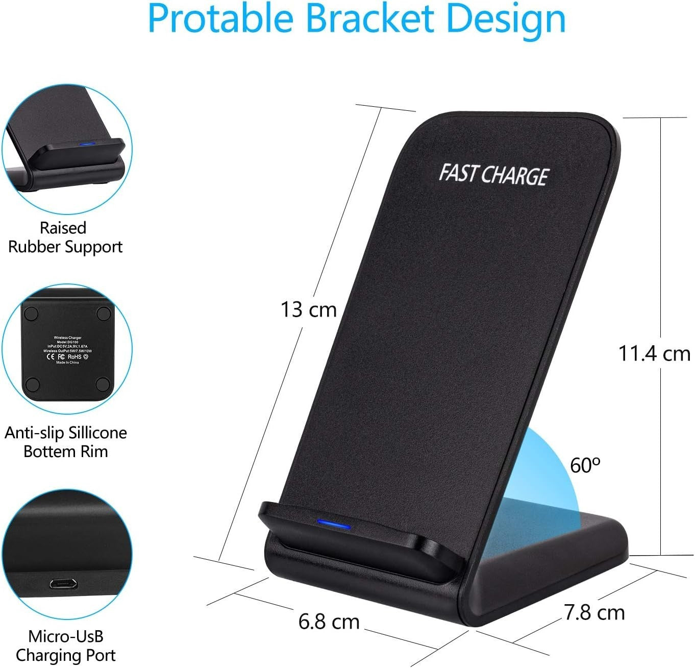 Fast Wireless Charging Stand Dock for iPhone & Samsung