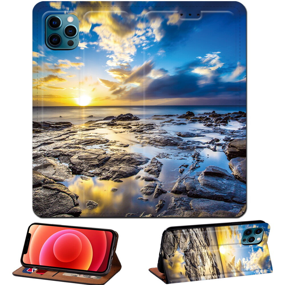 Scenery PU Leather Stand Phone Cover Case For Apple iPhone air/17/17 Pro