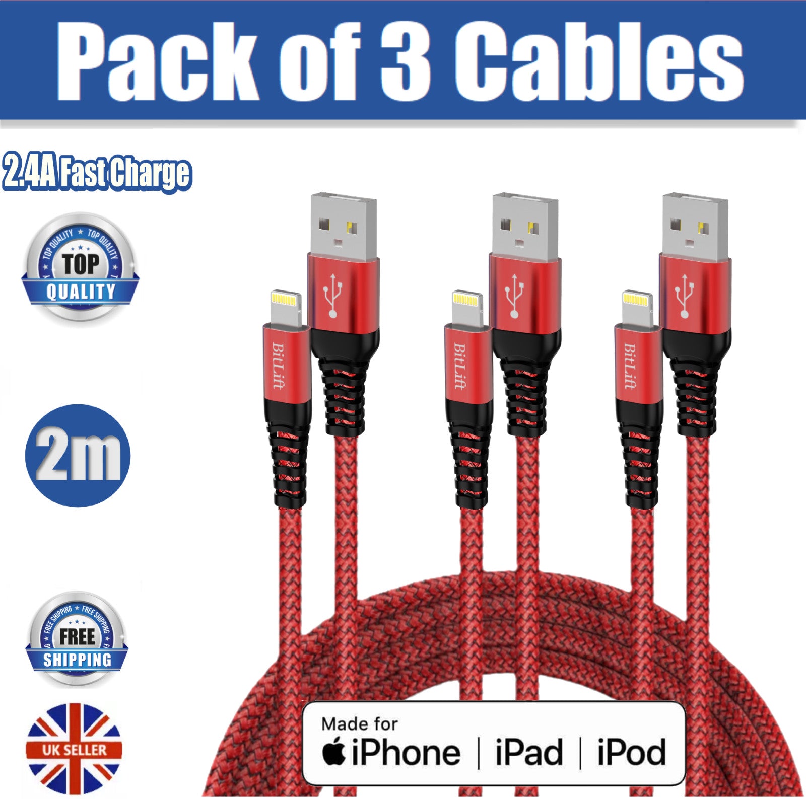 iPhone Fast Charger Cable 3 Pack 1M,2M,3M MFI-Certified