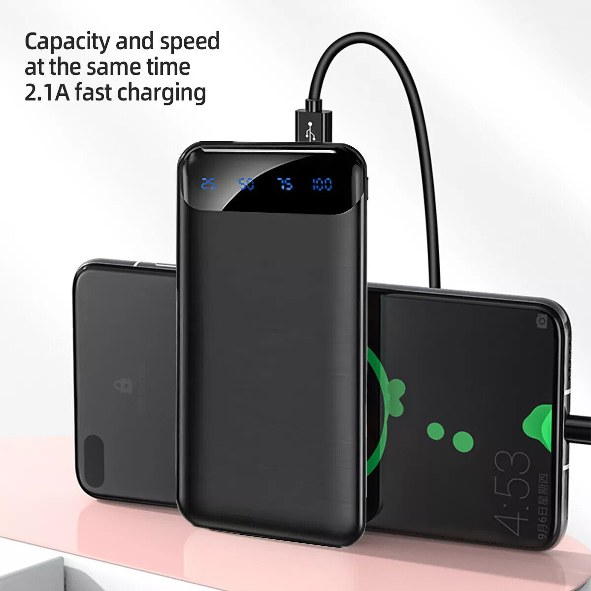 9000000mAh Power Bank Pack 2 USB External Battery Fast Charger for Mobile Phone