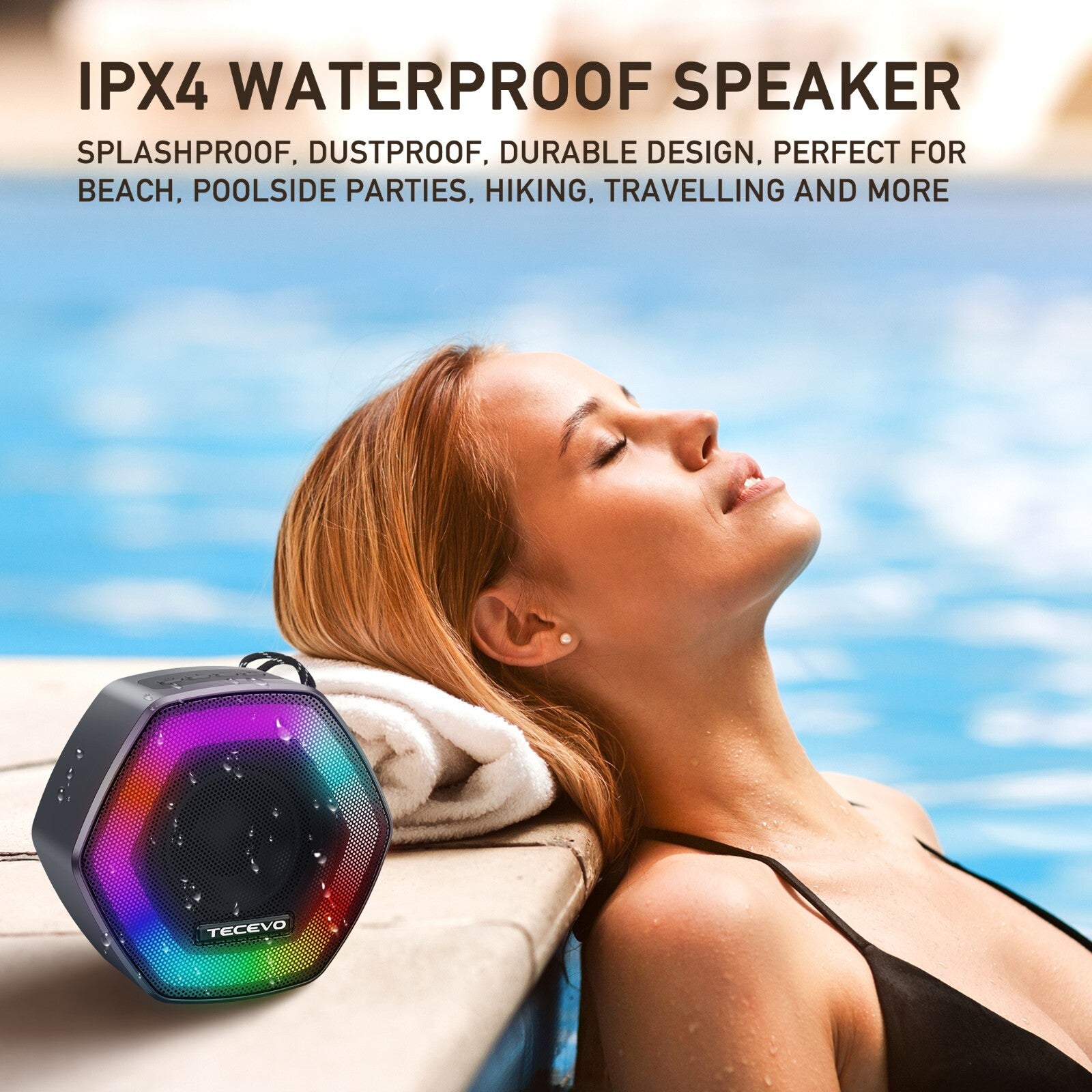 Wave Bluetooth Wireless Speaker Portable Waterproof RGB LED Extra Bass Loud TWS