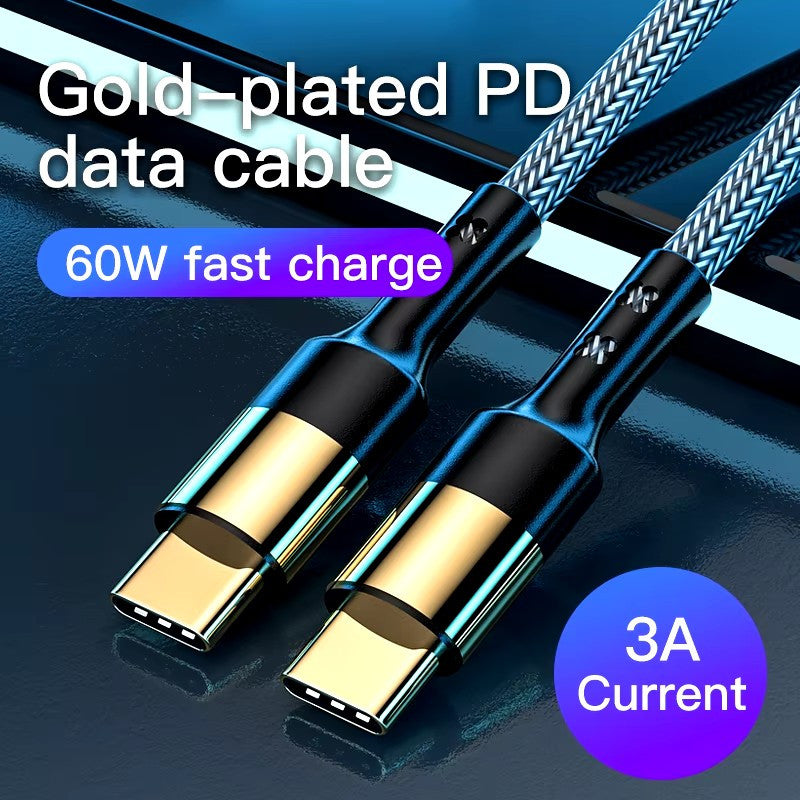 Type C to Type C Cable PD 60W Fast Charger Long Braided