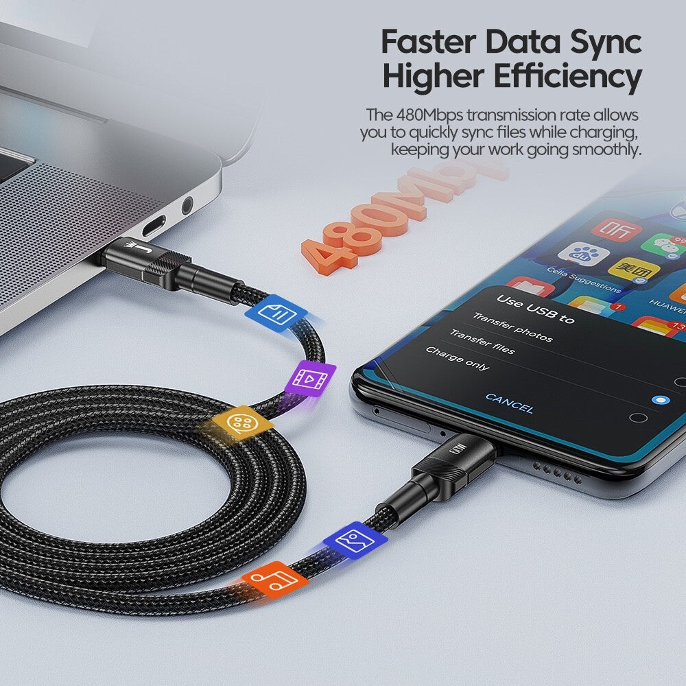 Type C to Type C Cable 3A 60W Fast Charger Braided Long Lead 0.25M 1M 2M 3M