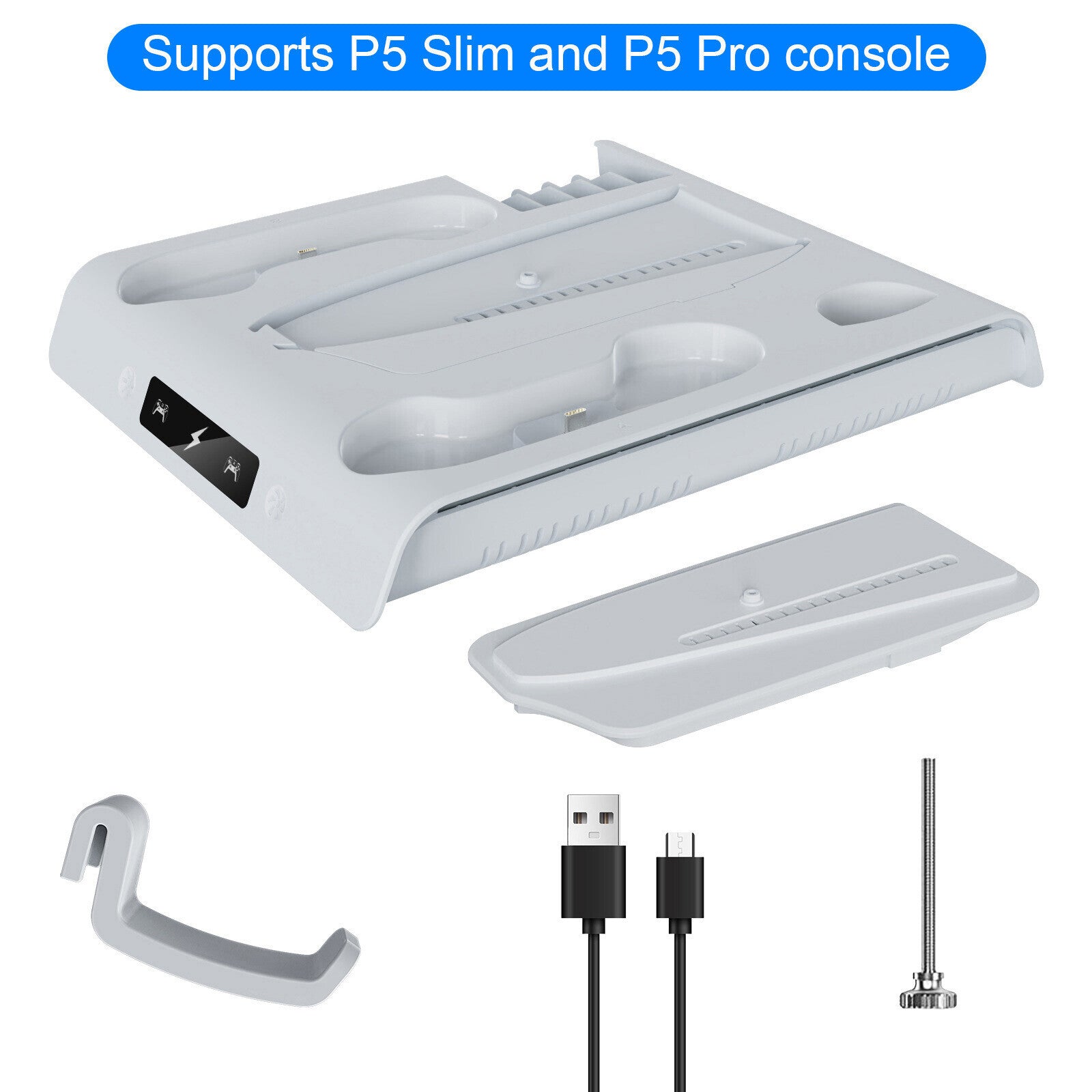Vertical Cooling Fan Stand Dock Controller Charger Station For PS5