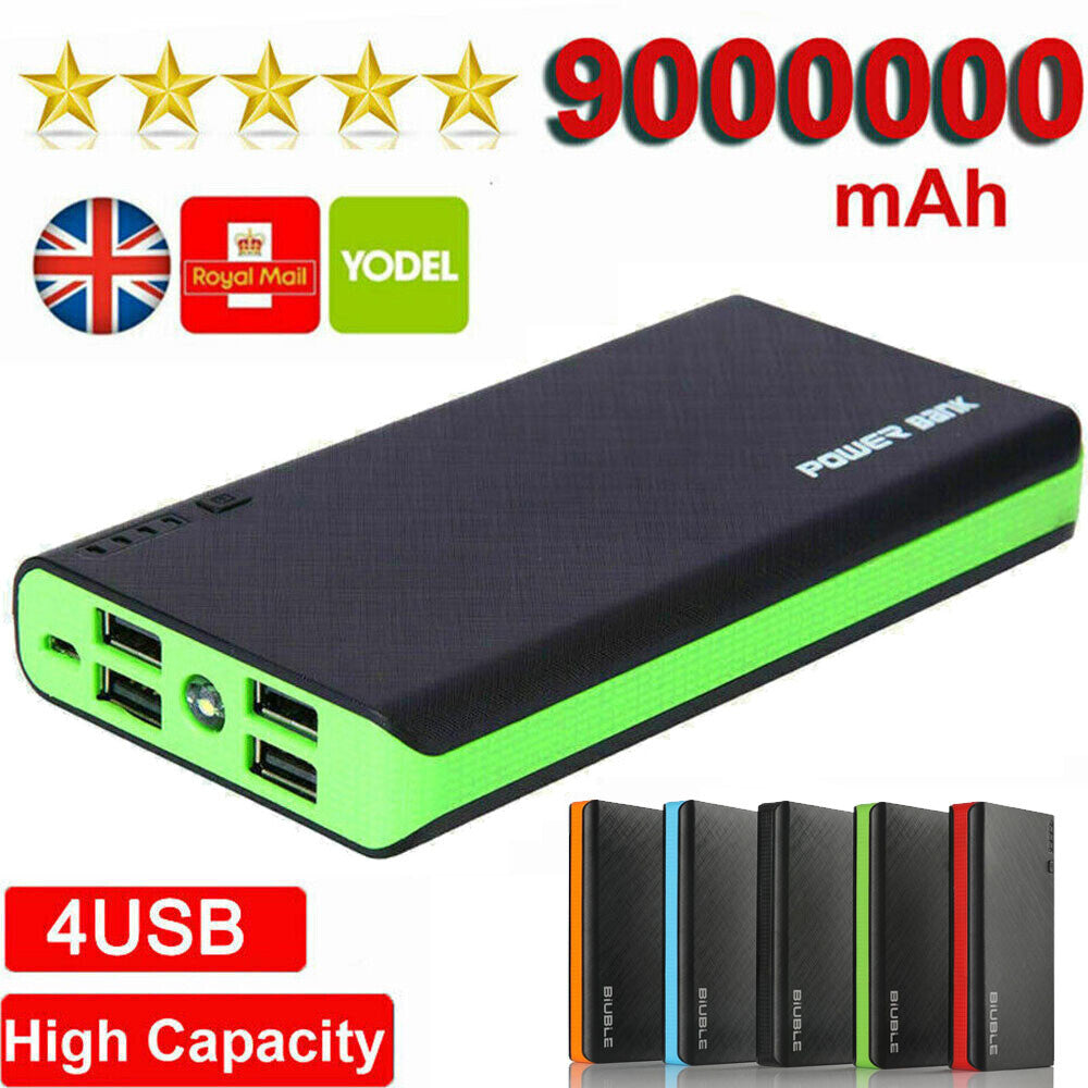 9000000mAh Power Bank 4 USB LED Fast Charger Battery Pack for Mobile Phone