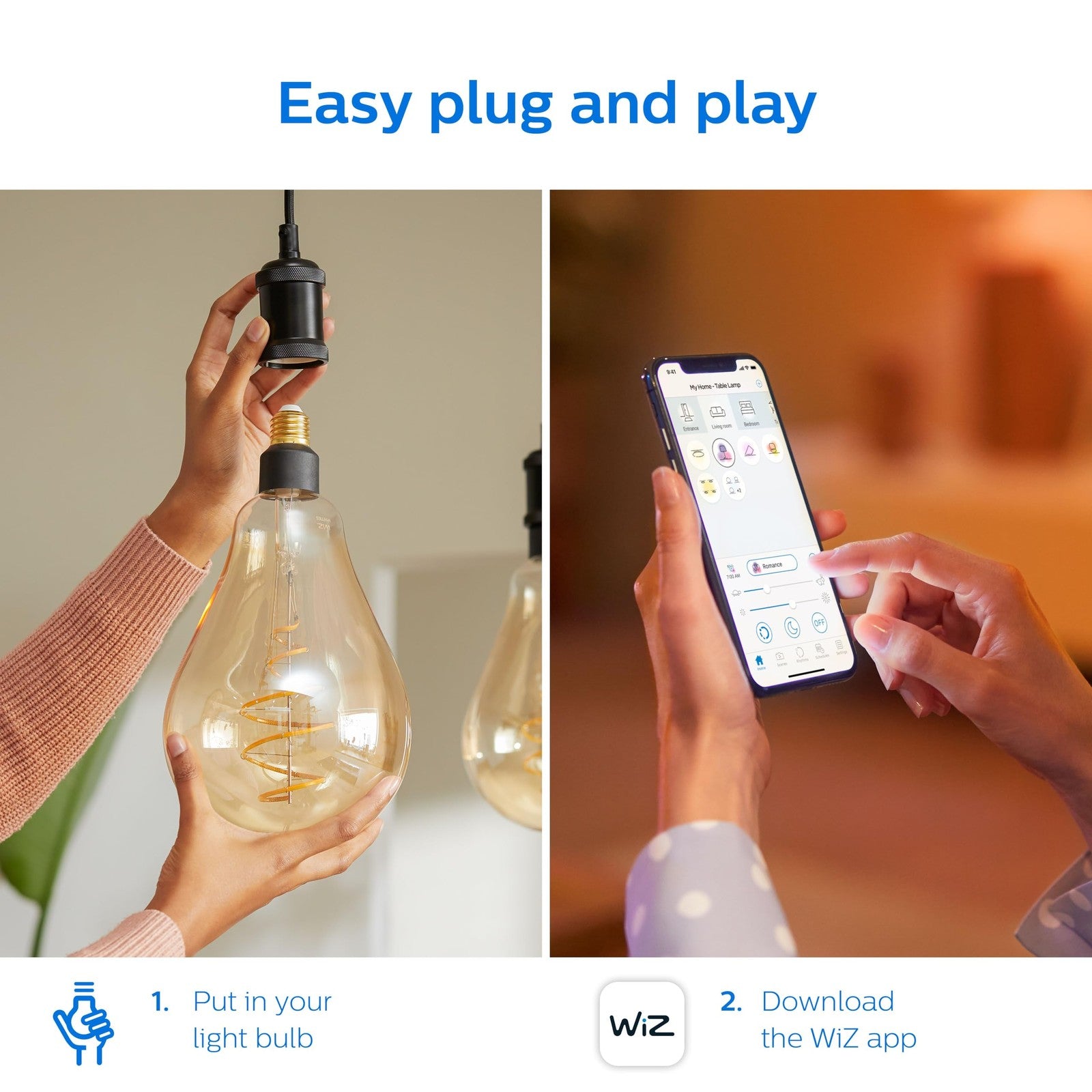 Philips WiZ Smart Vintage Ginat Edison E27 LED Light Bulb Dimmable Tuneable
