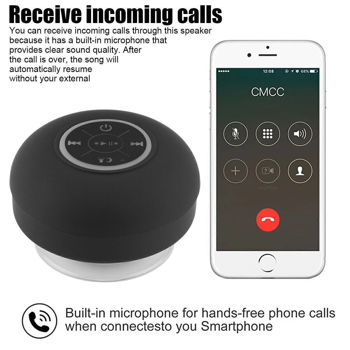 Mini Portable Wireless Bluetooth Speaker for Shower Bathroom Waterproof Suction