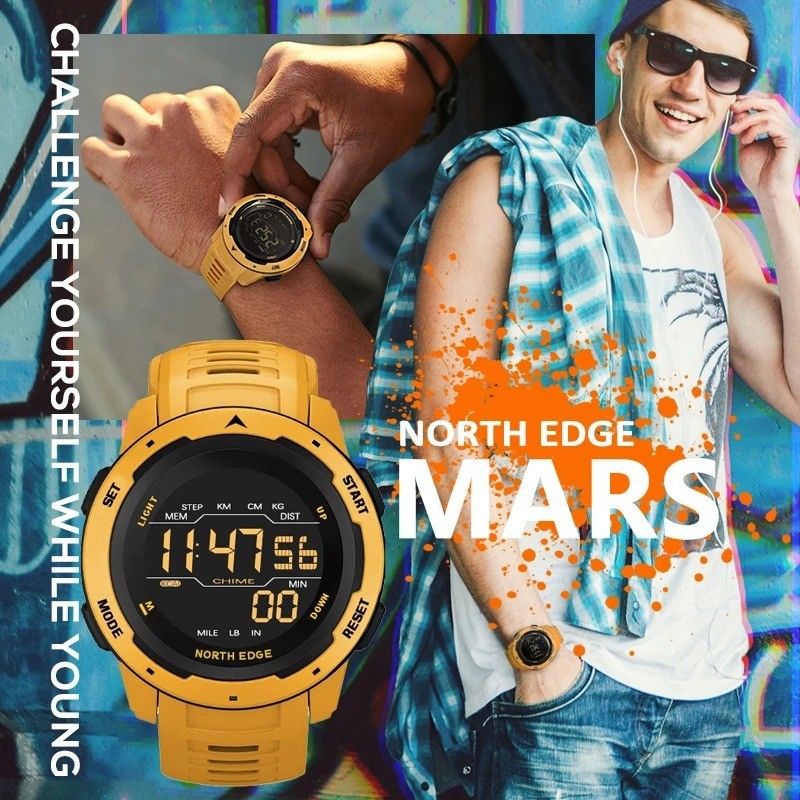 North Edge Digital Waterproof Pedometer Gift Men And Women Smart Watch Fitness