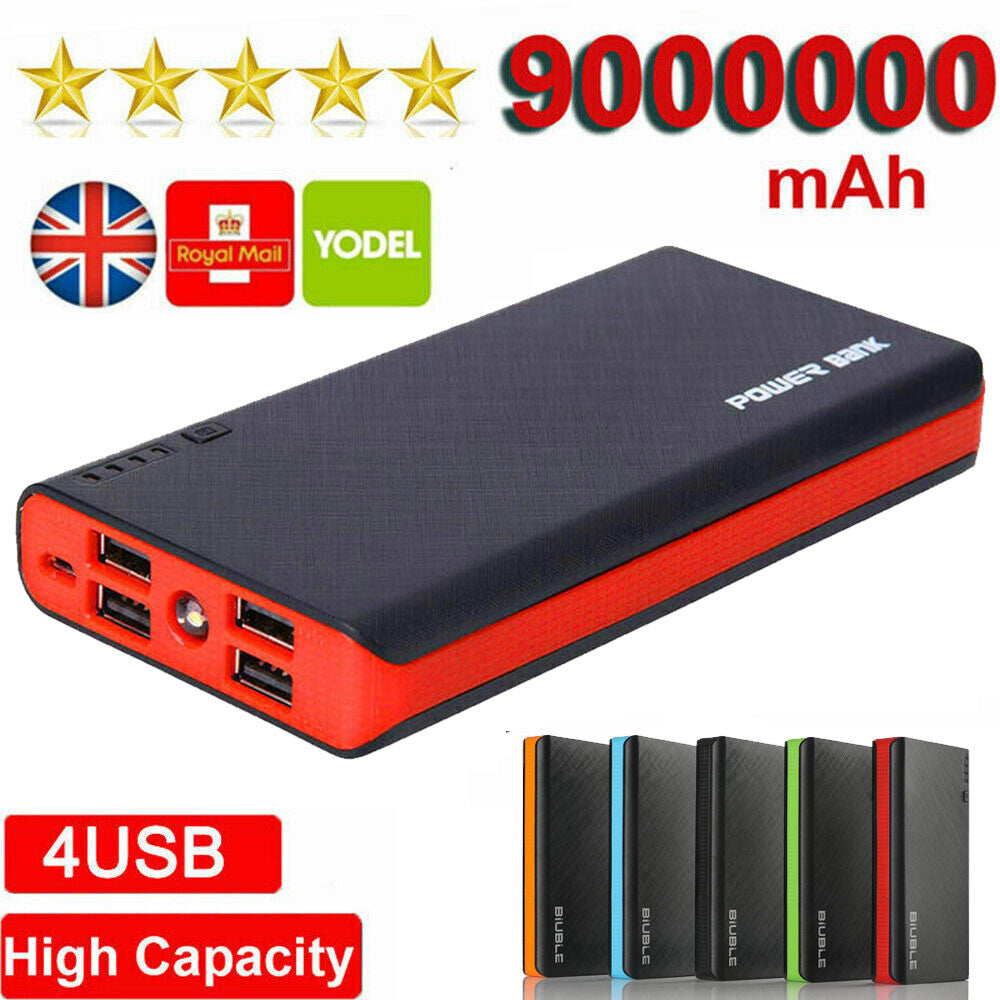 9000000mAh Power Bank 4 USB LED Fast Charger Battery Pack for Mobile Phone