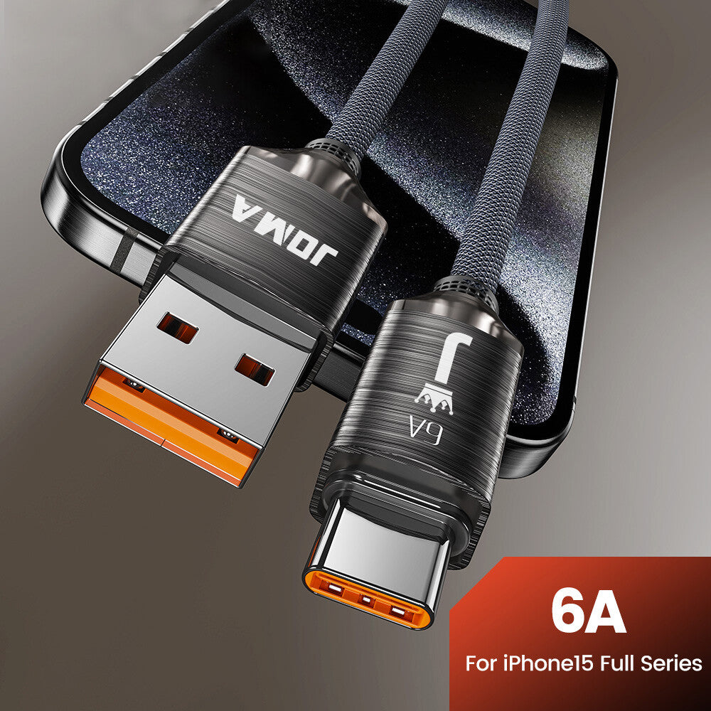 USB A to Type C Cable 6A 66W Fast Charger Braided Long Lead 0.25M 1M 2M 3M