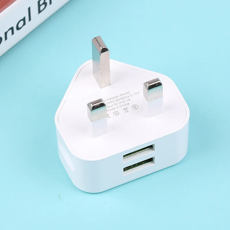 Universal UK Plug 3 Pin Wall Charger Adapter With 1/2 USB Ports Charging