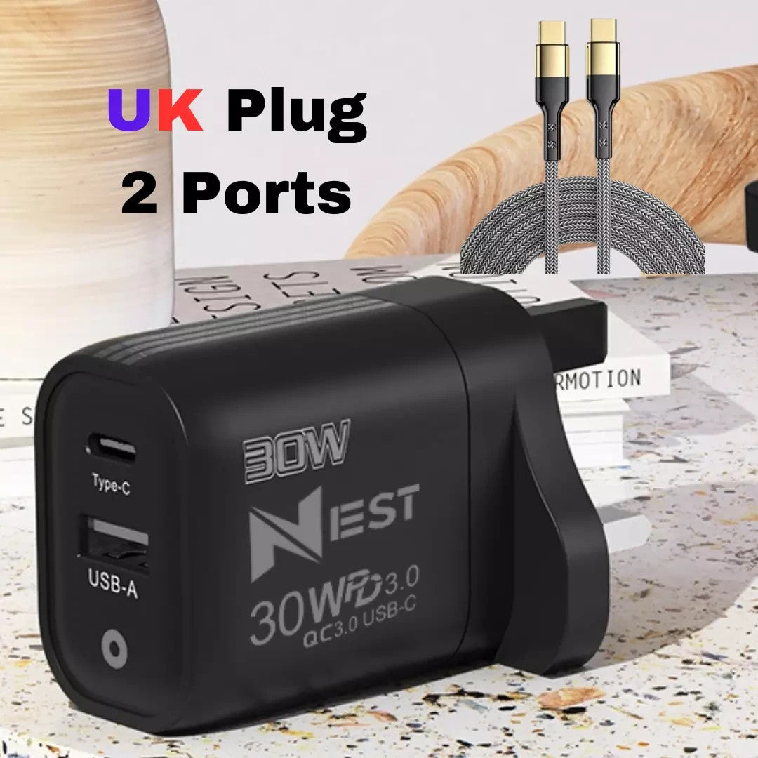 For iPhone 17 16 Pro Max Samsung Fast Charging 22.5W USB-C PD Plug Charger Cable