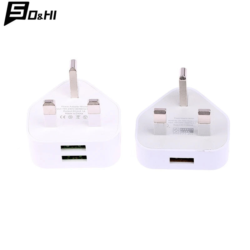 Universal UK Plug 3 Pin Wall Charger Adapter With 1/2 USB Ports Charging