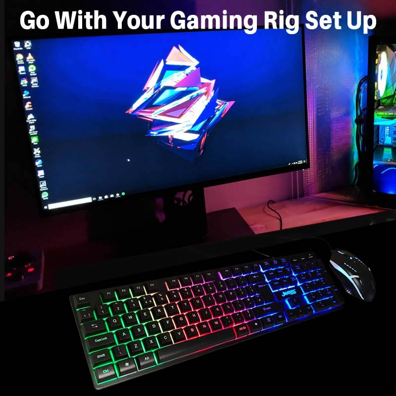 UK Gaming Keyboard And Mouse Set RGB LED USB For PC Laptop Xbox One PS4 PS5