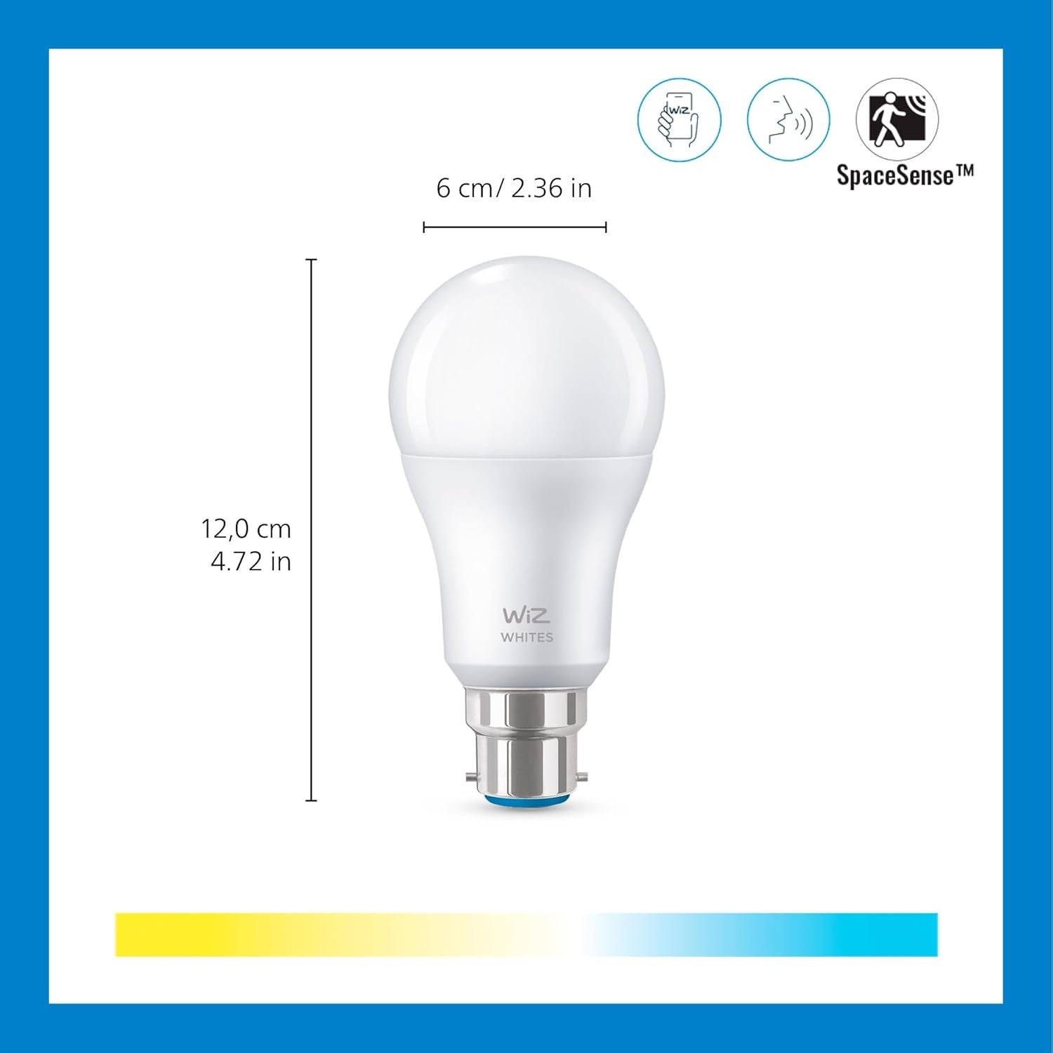 WiZ Tunable White B22 Smart WiFi Light Bulb 60W Warm Cool White Alexa Google