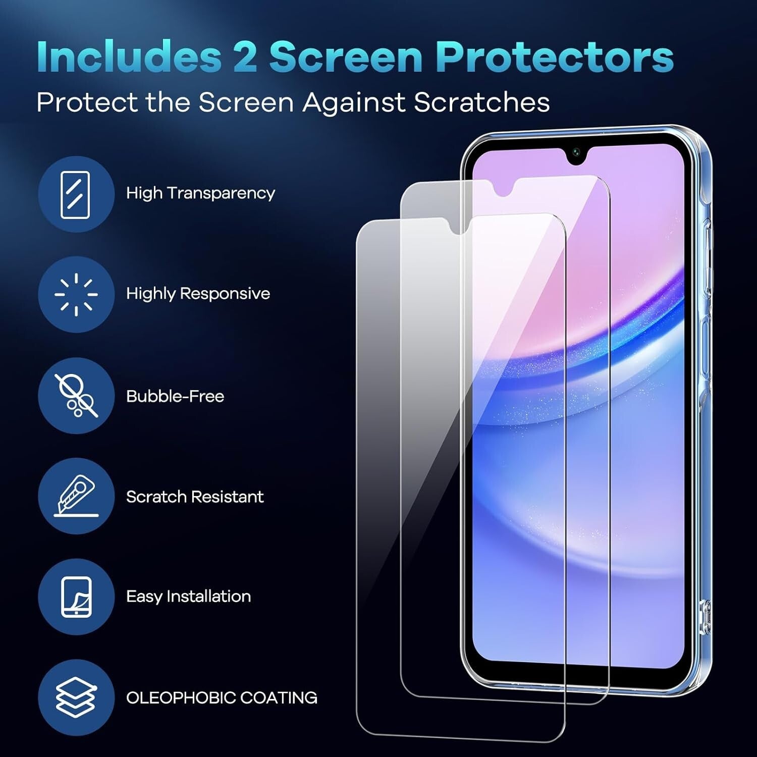 Screen Protector For Samsung A17 A16 A15 A26 A34 A56 5G Gorilla Tempered Glass