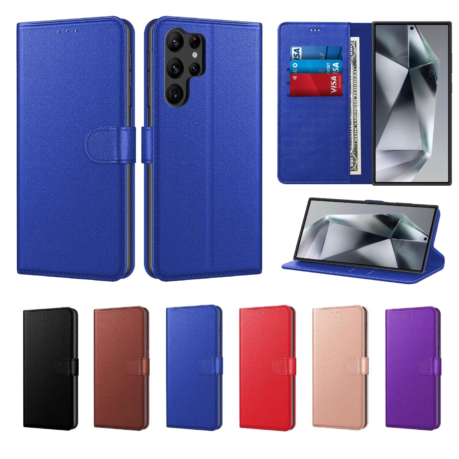 Flip Leather Phone Case for Samsung S25 Ultra S24 S23 S22 S21 + Magnetic Wallet