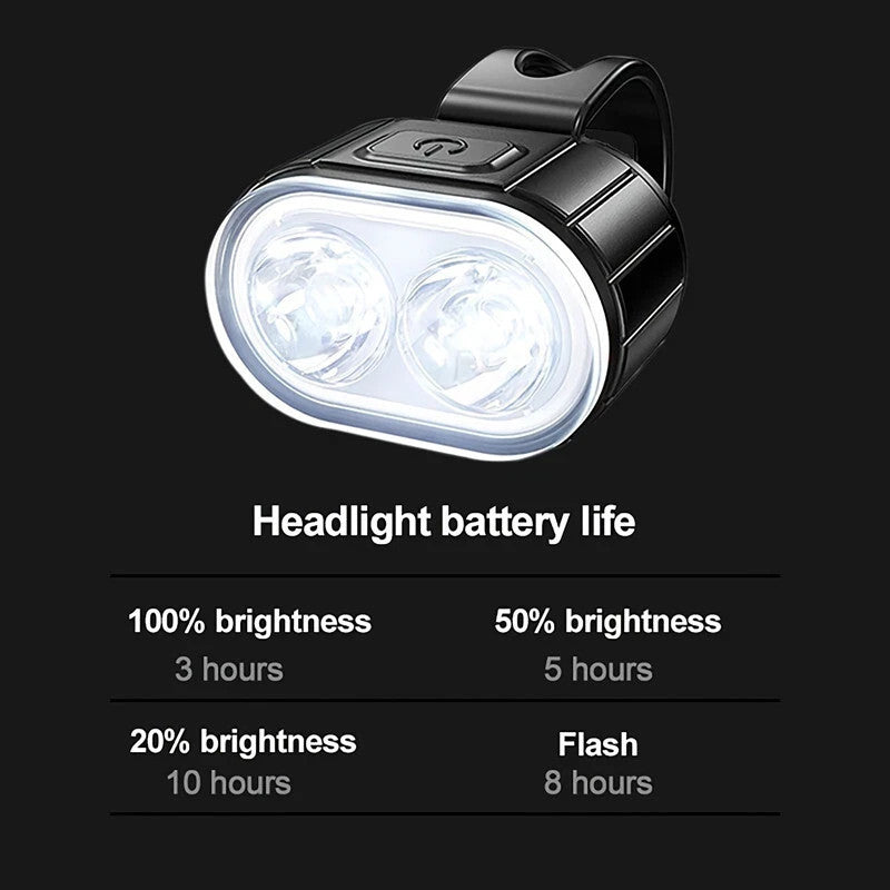 2x Bike Lights USB Rechargeable Bicycle LED Front & Rear