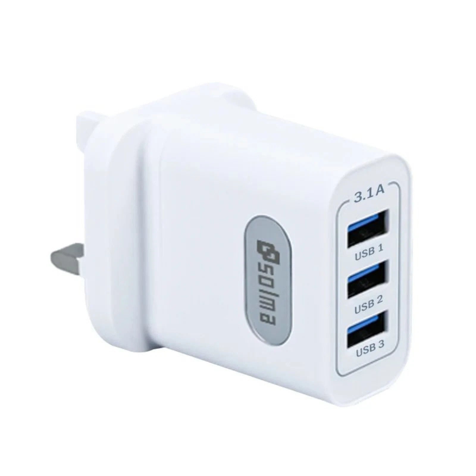 3 Multi-Port Fast Quick Charge USB UK Plug Adapter