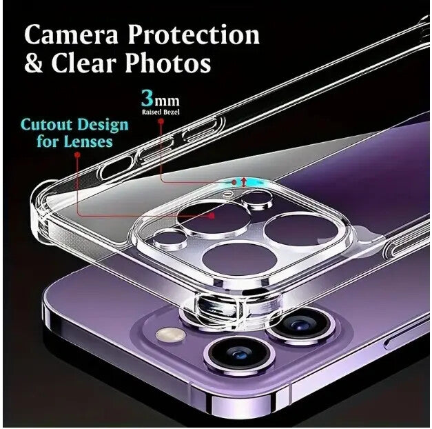 Case For iPhone 15 14 Pro Max Plus 13 12 11 7 8 XR Clear Shockproof Phone Cover