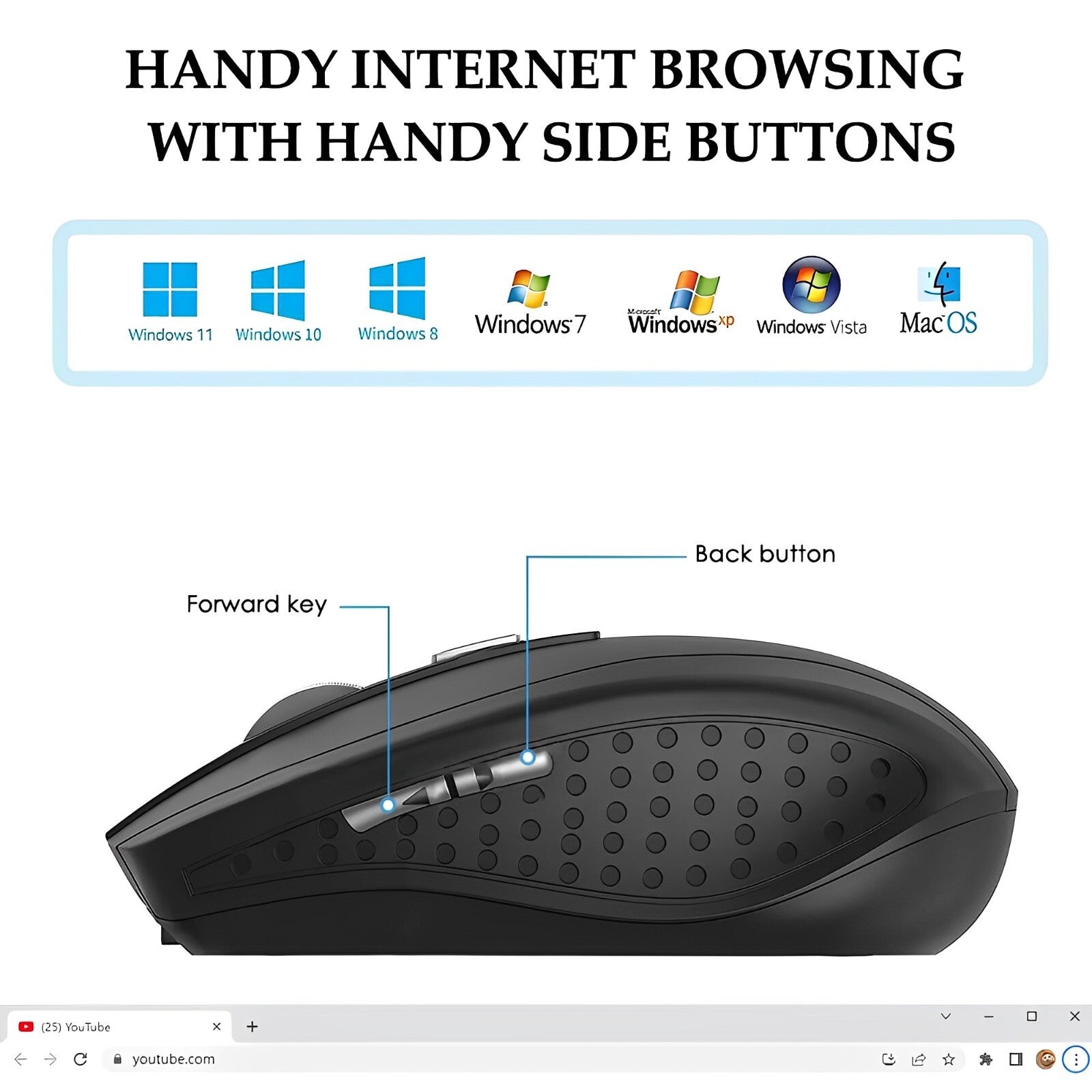 Black Wireless Cordless Mouse For PC & Laptop