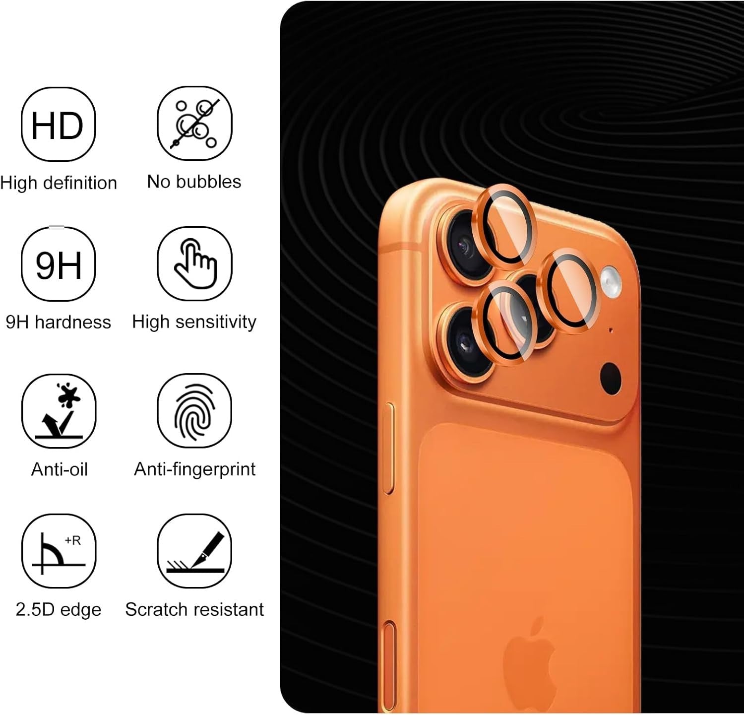 Camera LensGlass Protector Metal Ring for iPhone 17 Pro 14Pro 15Pro 16Pro 17E 13