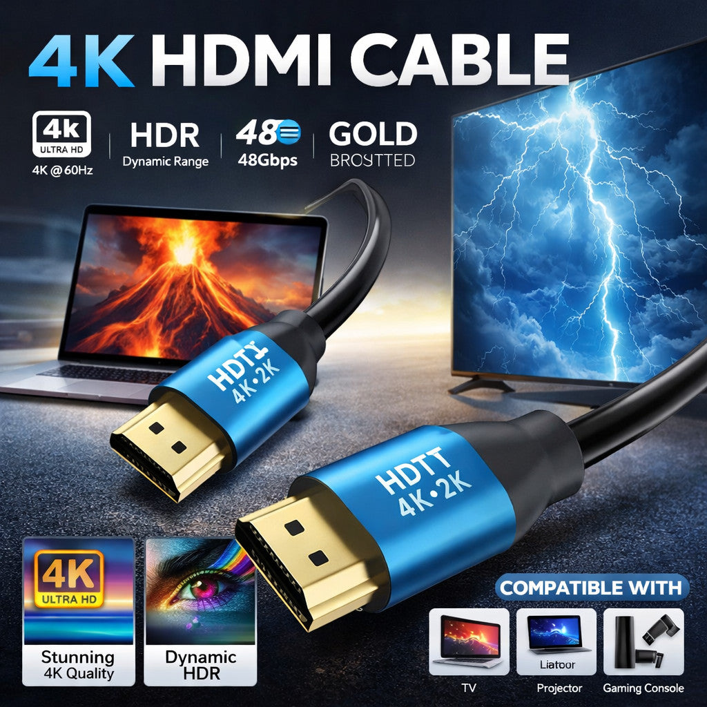 HDMI Cable 2.0 HD 4K 2160P 3D HDTV 1080P 2160P FAST HIGH SPEED GOLD PLATED