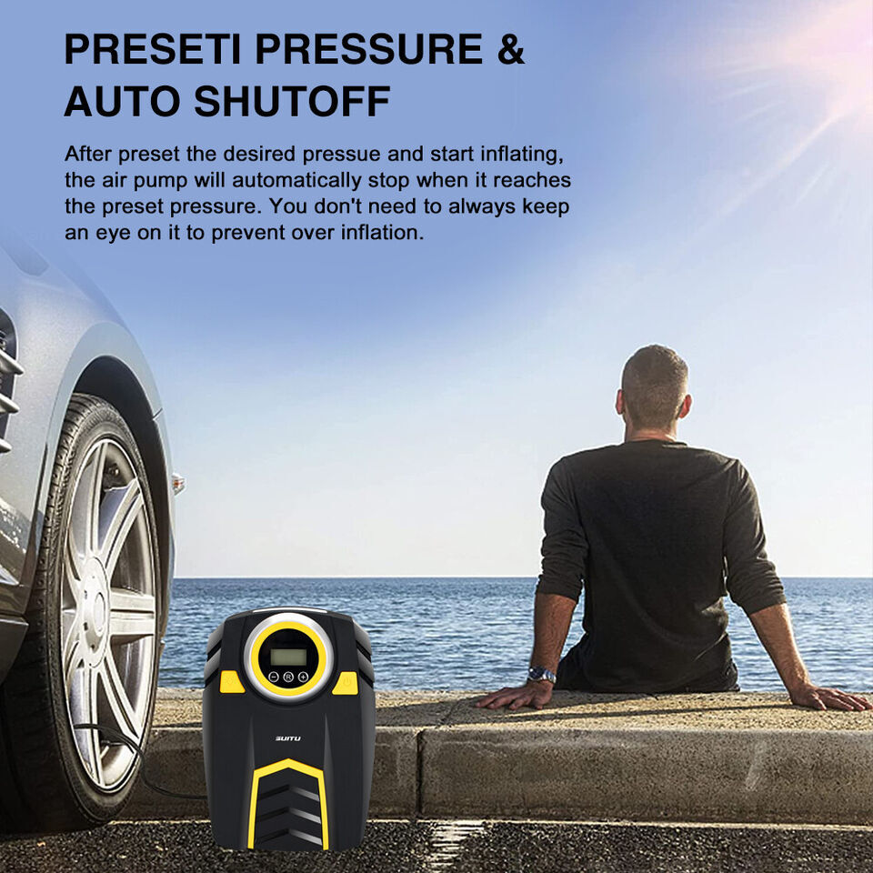 UK Car Tyre Inflator Pump Digital Portable Tyre Air Compressor Pump 12V Electric