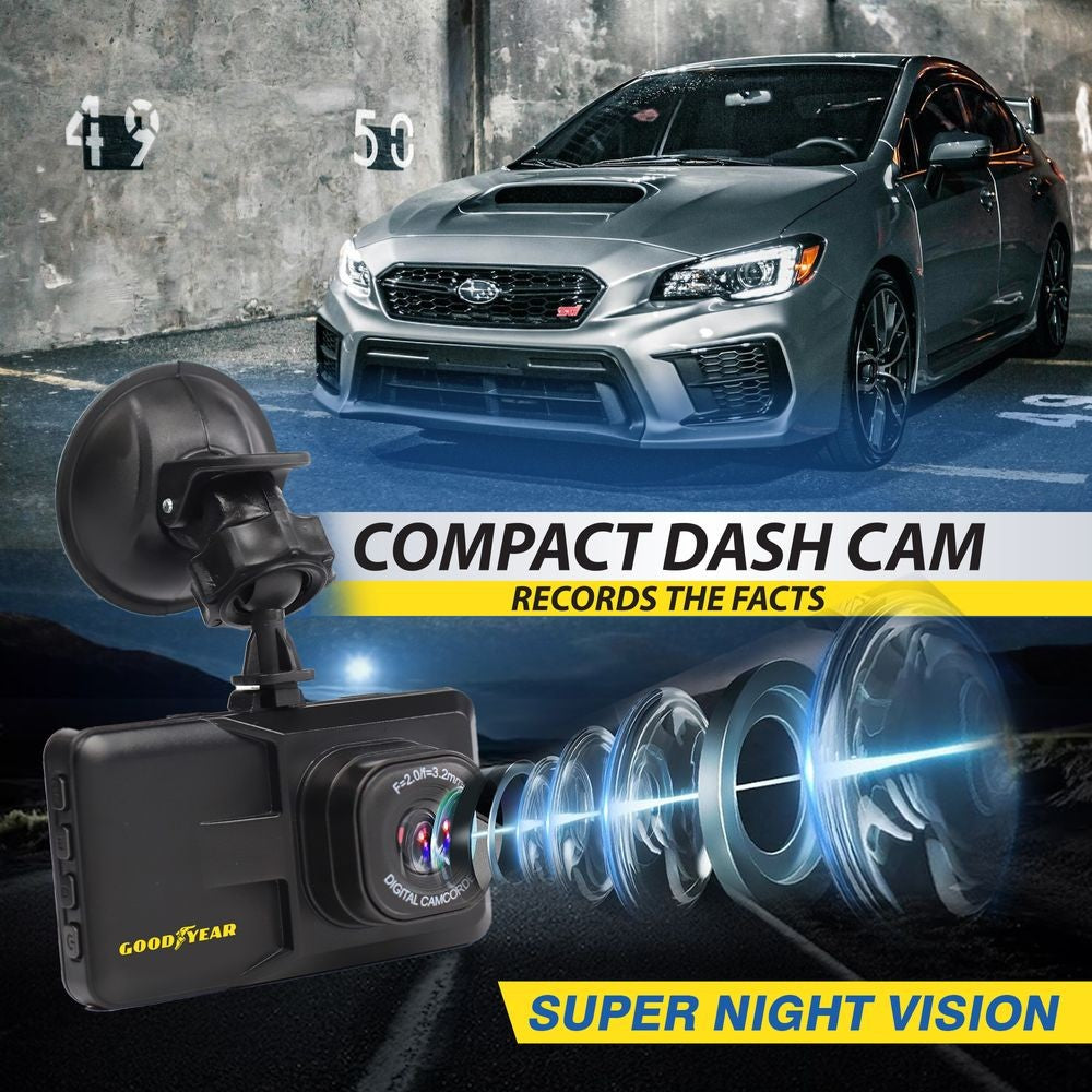 Compact Car Dash Cam 3'' LED Display Camera Video Recorder