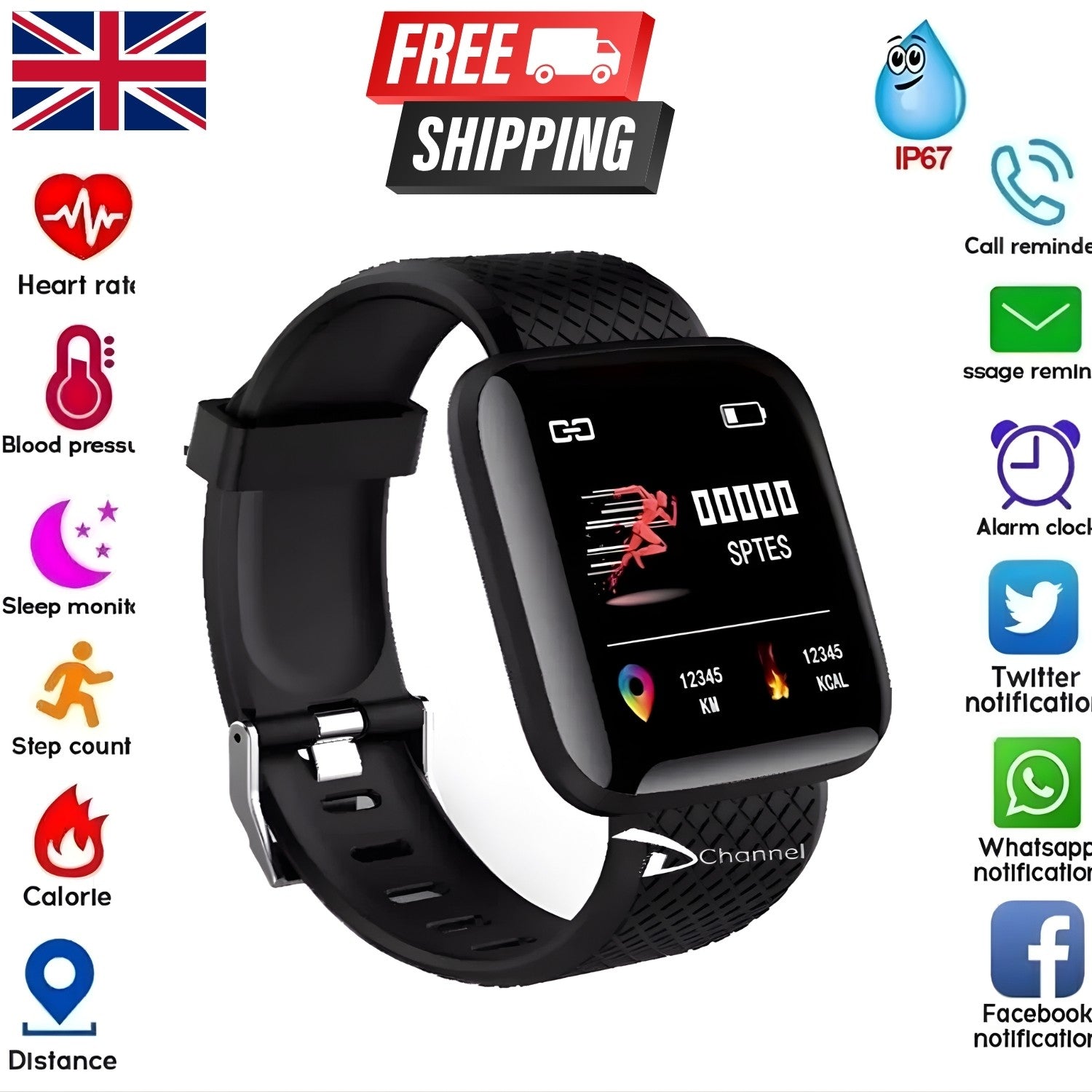 Smart Watch Men Women Fitness Tracker Blood Pressure Heart Rate Sport Watches UK