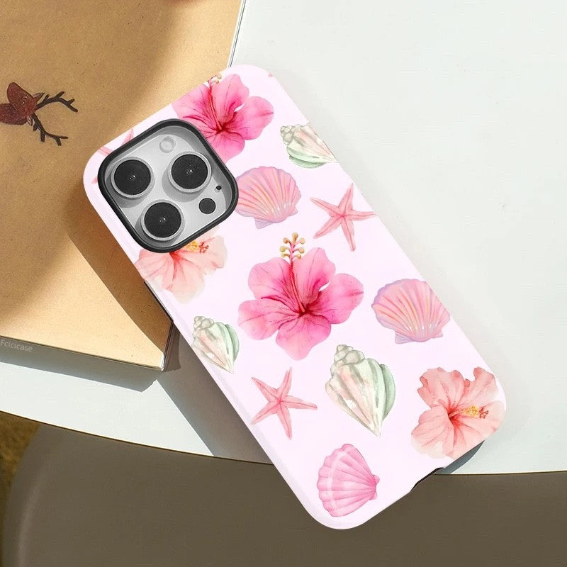 Seashell Beach Pink Tough Phone Case for iPhone 17 16 15 14 13 12 Pro Max Air