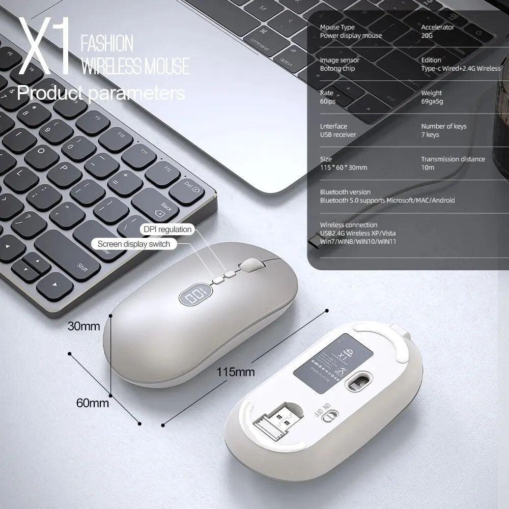 2.4Ghz Wireless Ultra Slim USB Rechargeable Mouse Cordless
