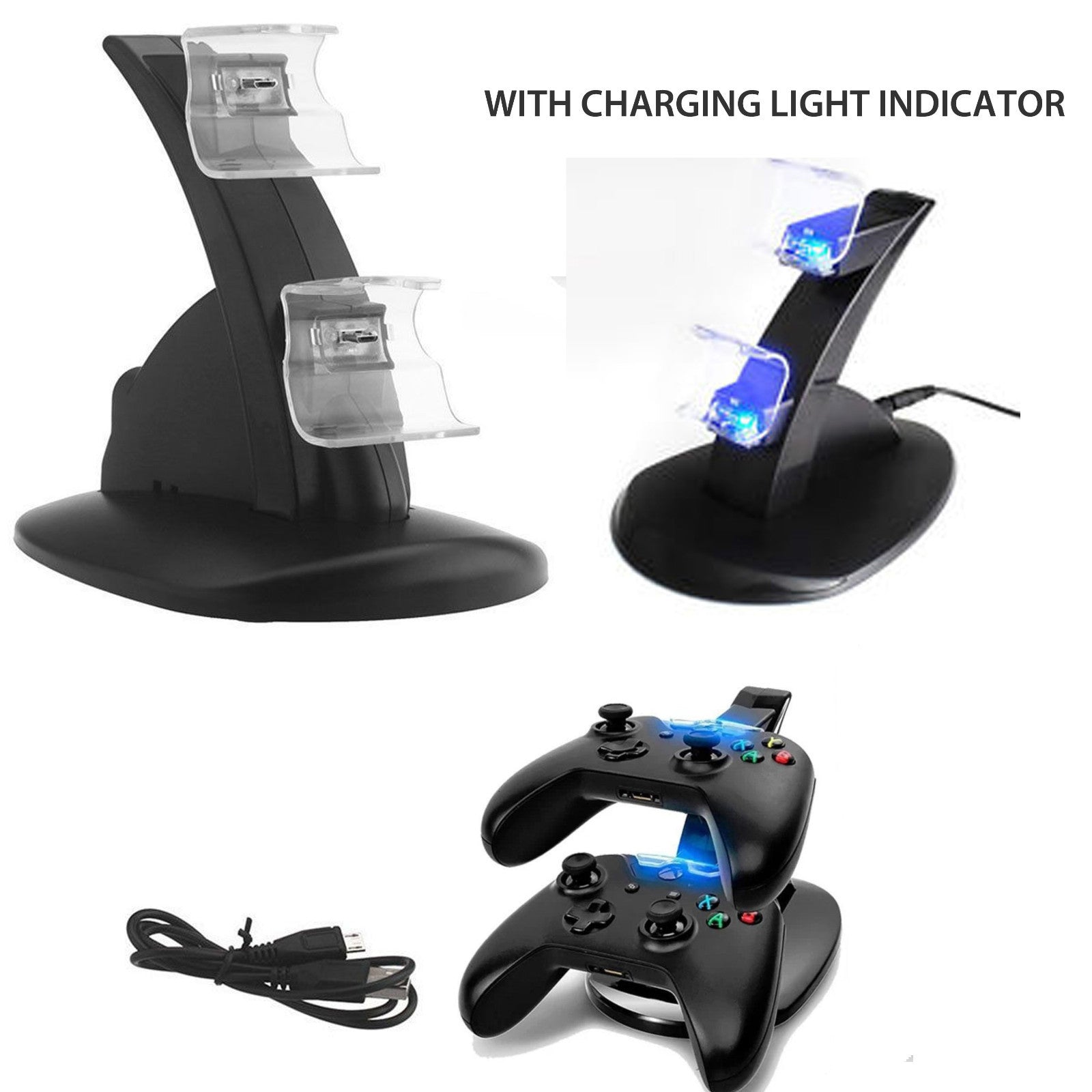 DUAL USB CHARGER DOCKING STATION CHARGING STAND FOR XBOX ONE S CONTROLLER
