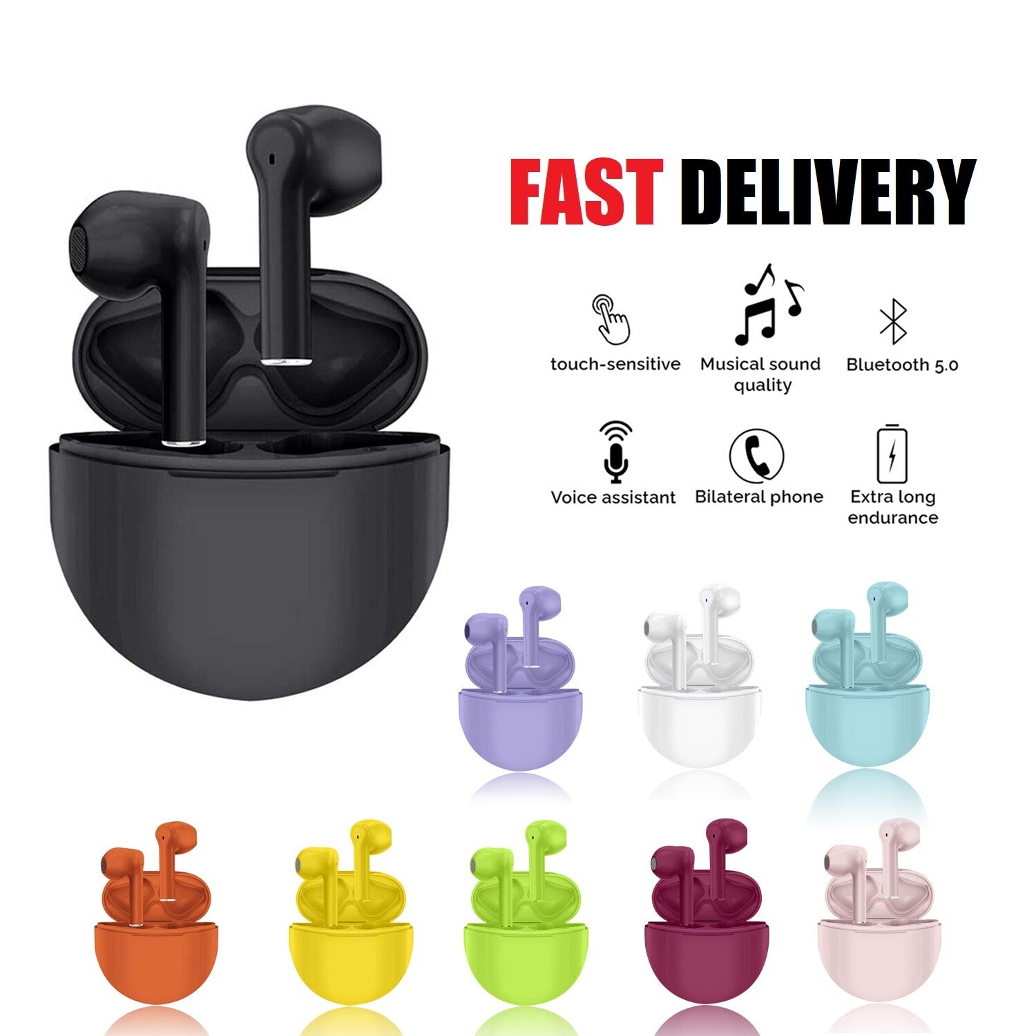 Bluetooth Earphones Mini Wireless In-Ear Buds For iPhone Android