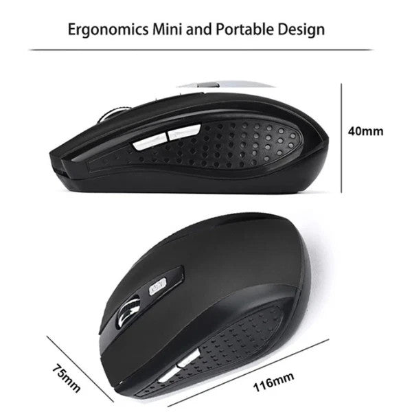 Black Wireless Cordless Mouse For PC & Laptop