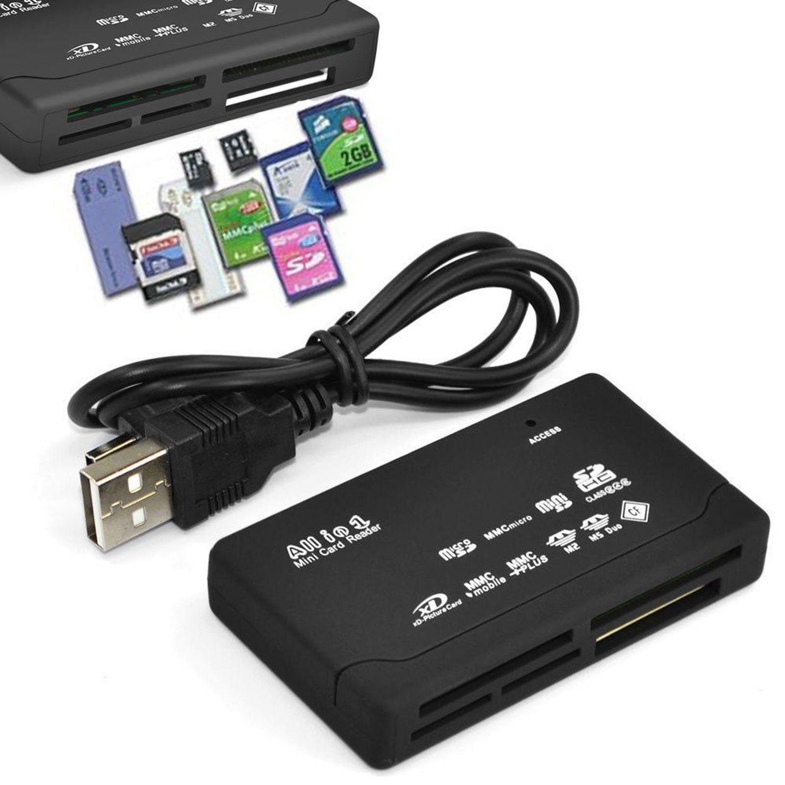 USB 2.0 Memory Card Reader All‑in‑One Adapter SD SDHC Micro