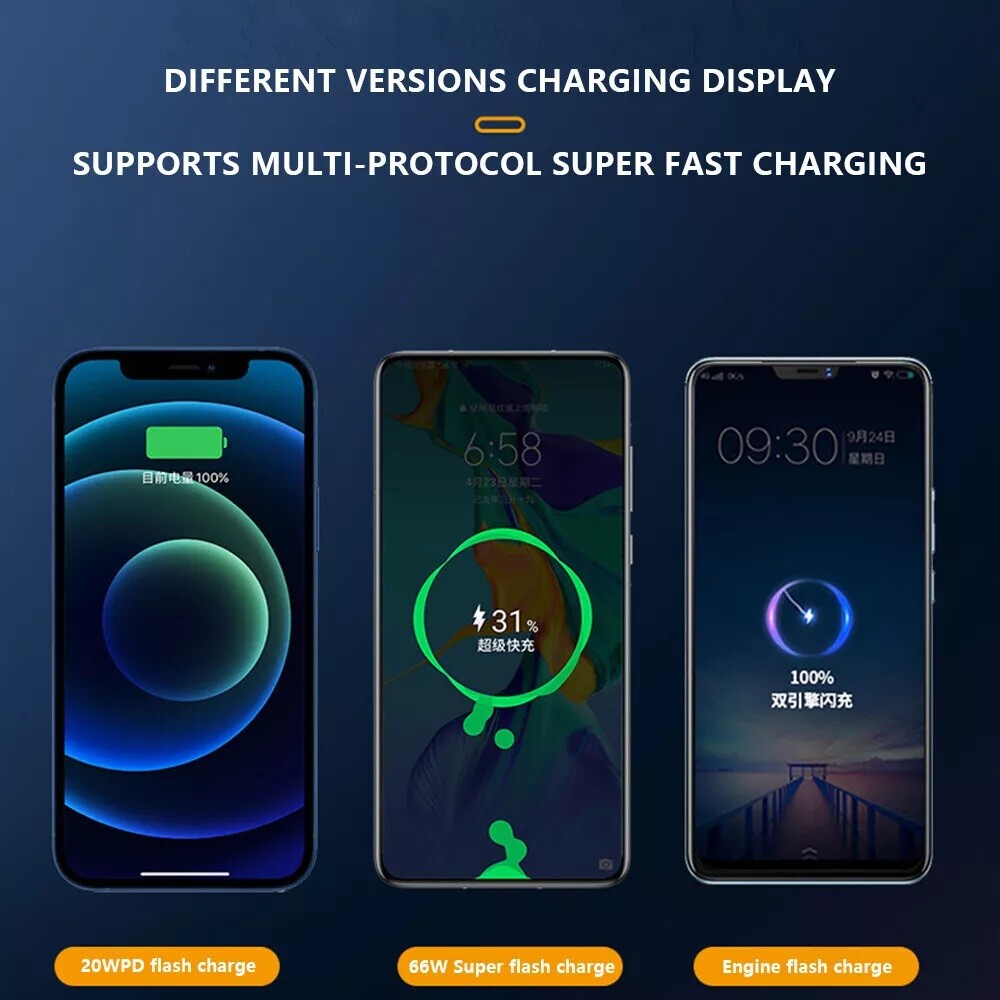 900000mah Power Bank 66W USB-C Pack Backup Battery Fast Charger For Mobile Phone