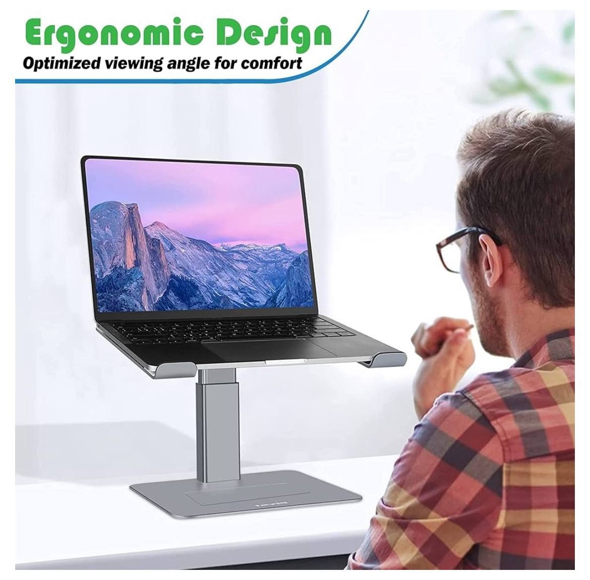 Pivot Laptop Stand for Desk – Adjustable Aluminium Laptop Grey Black Gold Silver