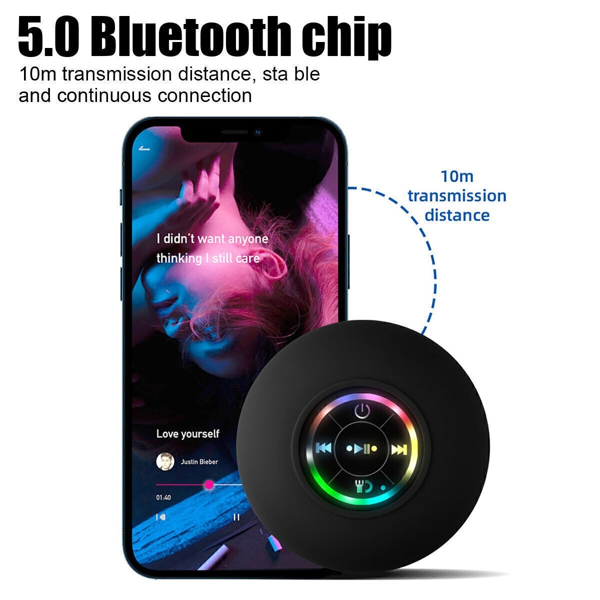 Mini Portable Wireless Bluetooth Speaker for Shower Bathroom Waterproof Suction