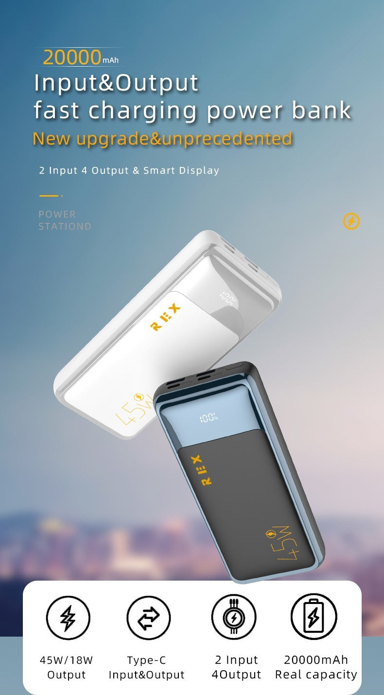 Power Bank 20000mah 45W Portable Fast Charger External Battery for Mobile Phone
