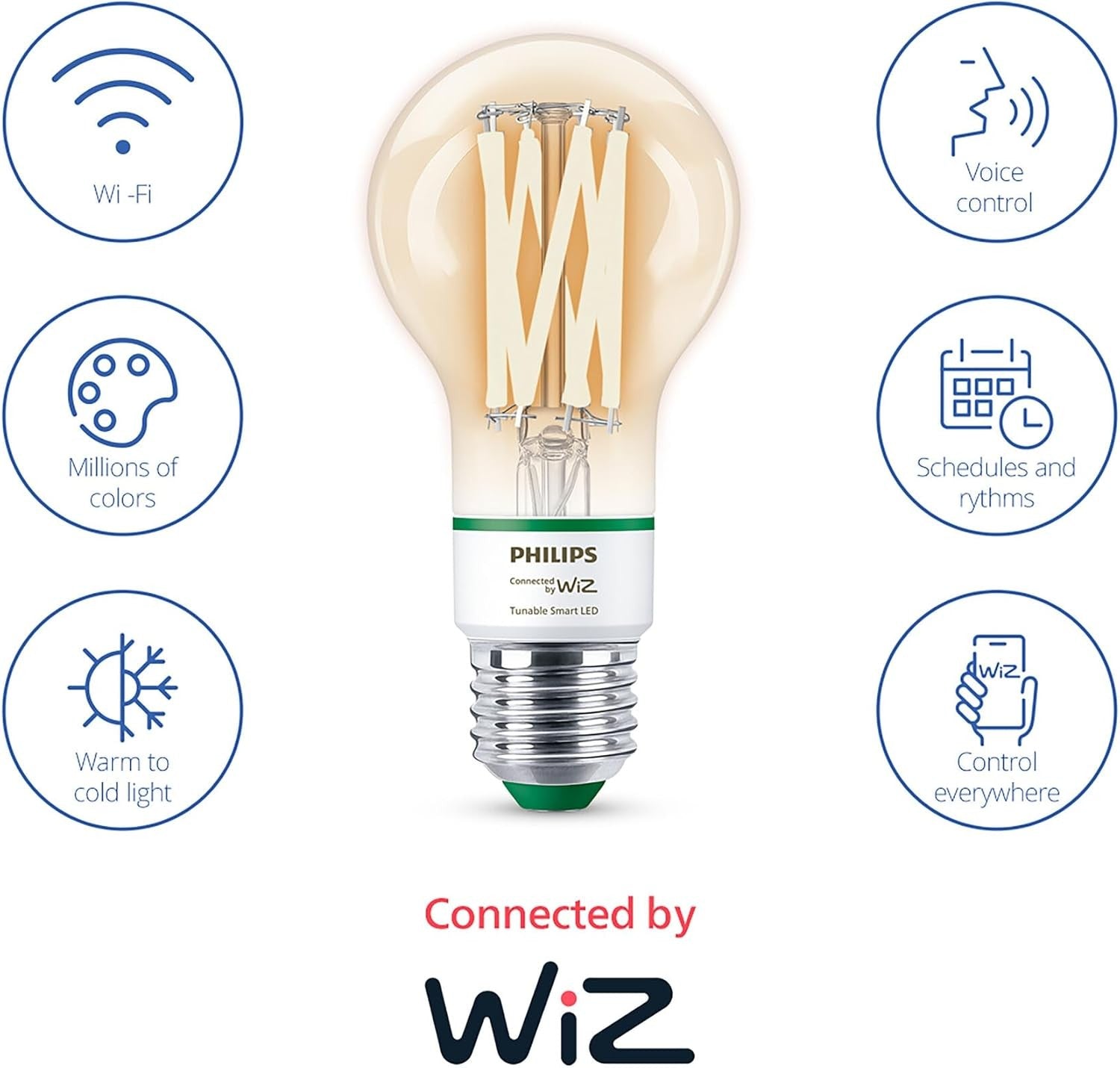 Philips Smart WiZ LED Light Bulb E27 903 Lumens Dimmable Cool Warm White Alexa
