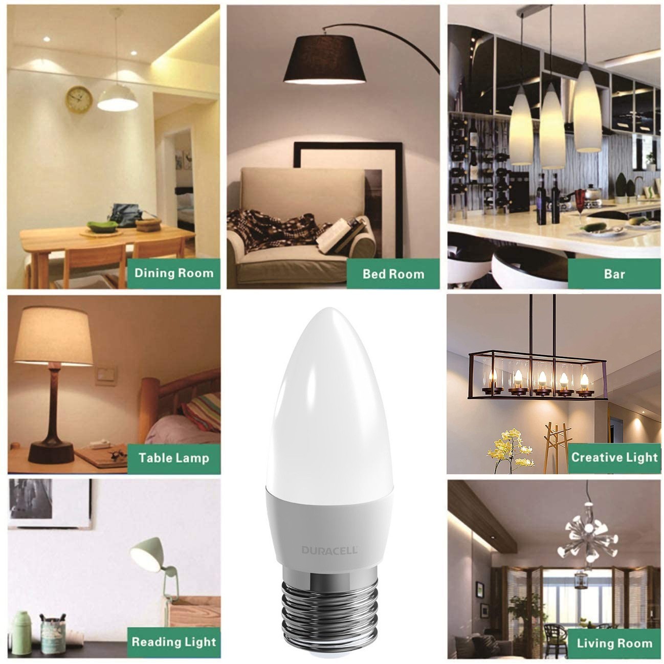 Duracell E27 LED Candle Bulb Frosted 3.4W 250 Lumens - 4 Pack