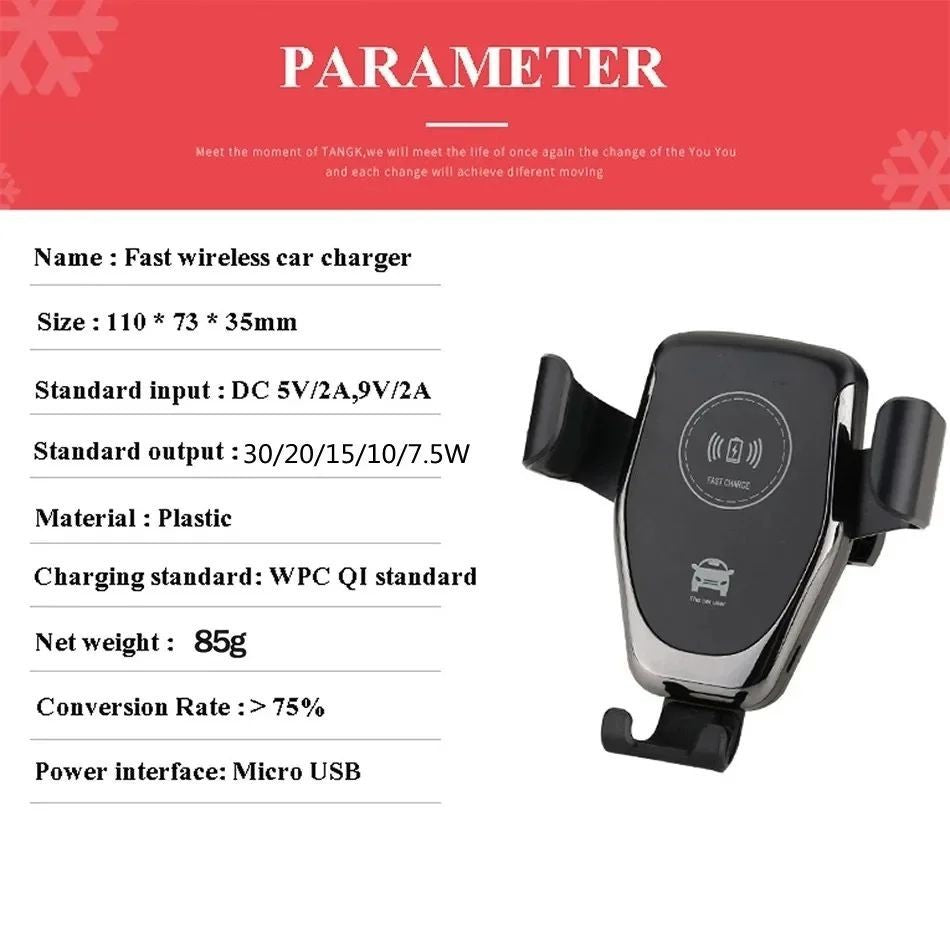 Wireless Car Fast Charging Automatic Clamping 30W Mount Phone Holder