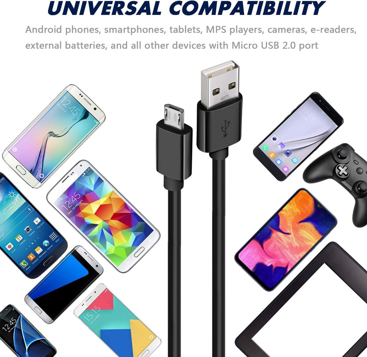 Micro USB Cable 25CM 1M 2M 3M High Speed Data Sync Fast Charger Charging Lead UK