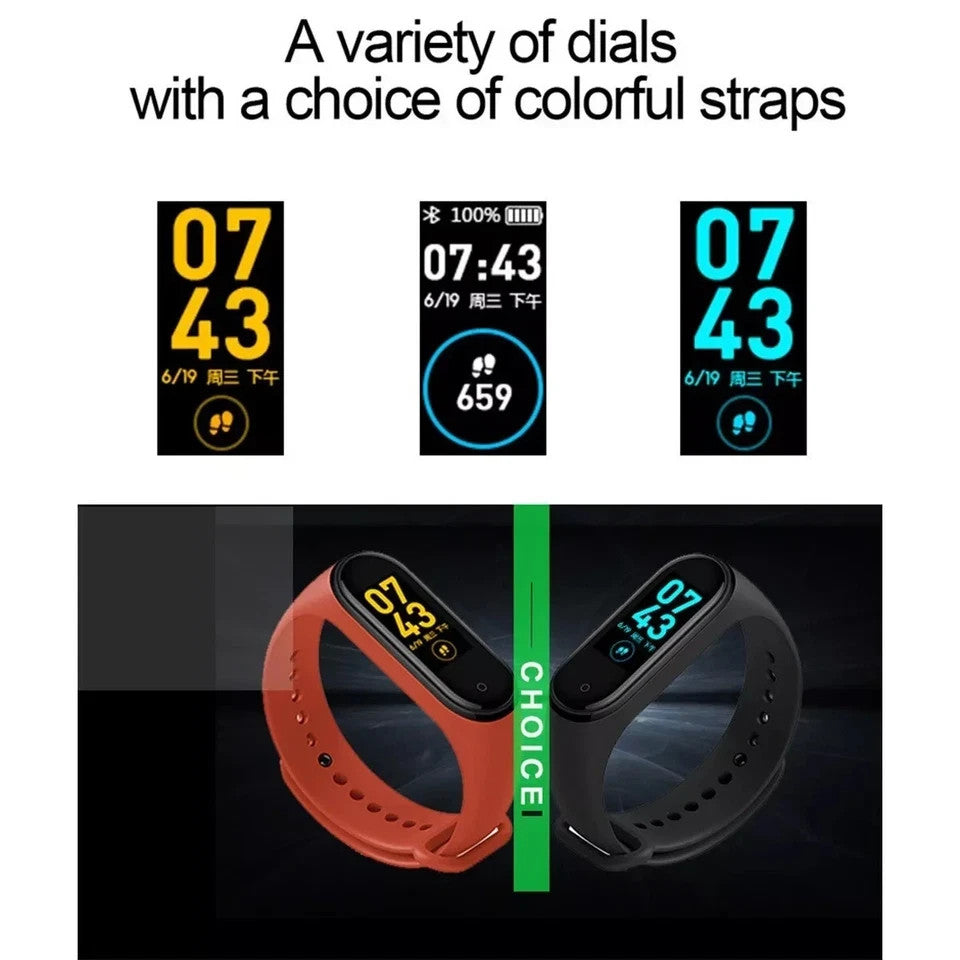 M4 Smart Watch Fitness Tracker Bluetooth Waterproof Sports Wristband Heart