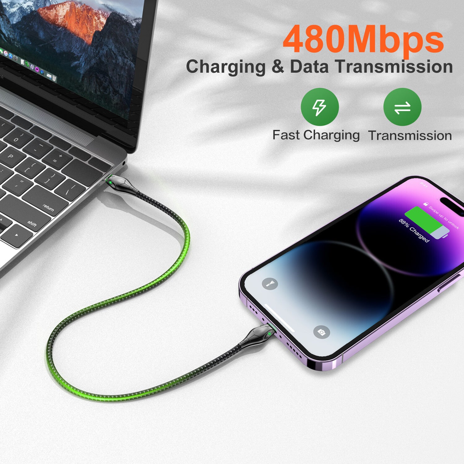 Heavy Duty Braided Long USB Fast Charger Cable Lead For iPhone 14 13 12 11 X 7 8