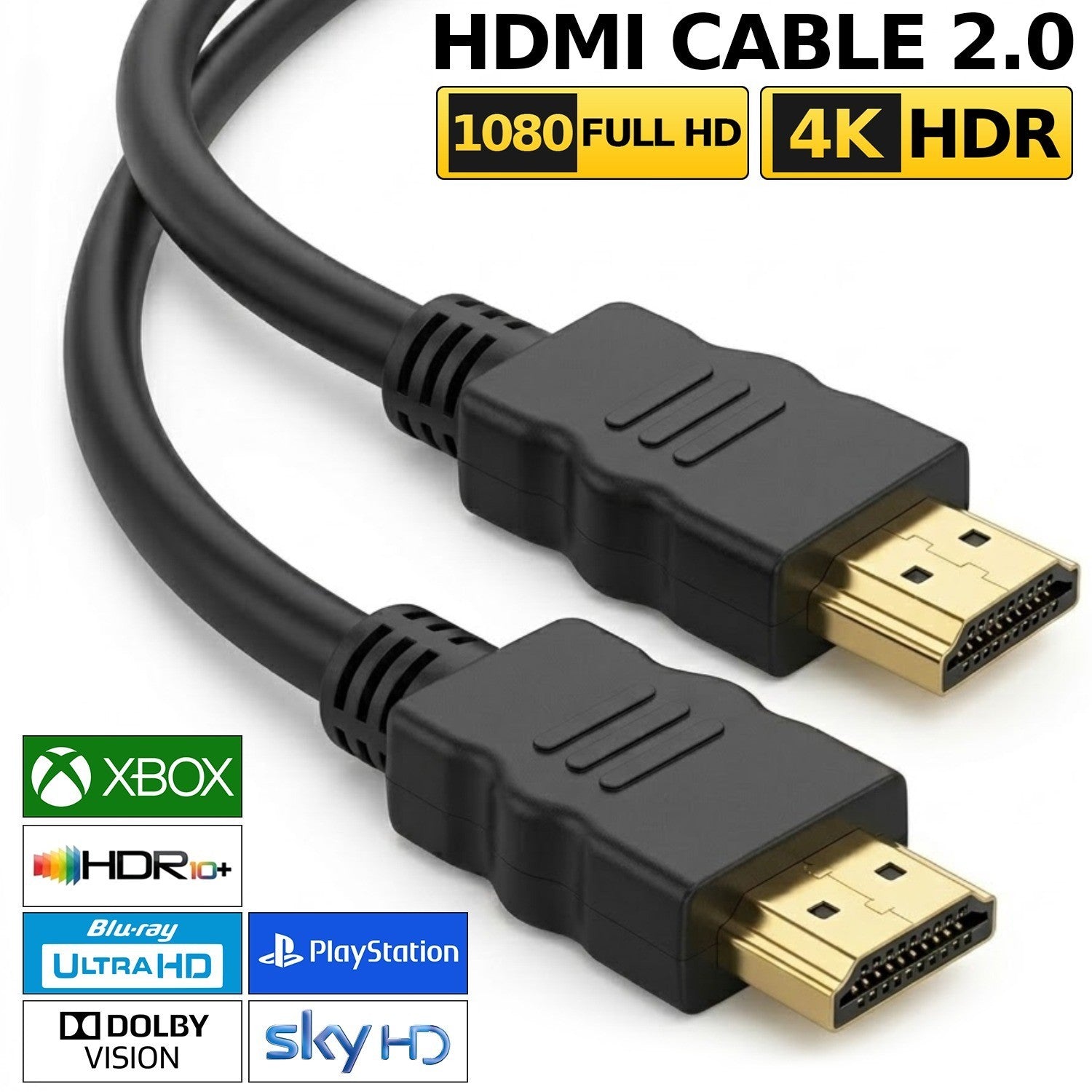 HDMI 2.0 High-Speed Gold-Plated Cable 4K UHD 2160p 3D HDTV