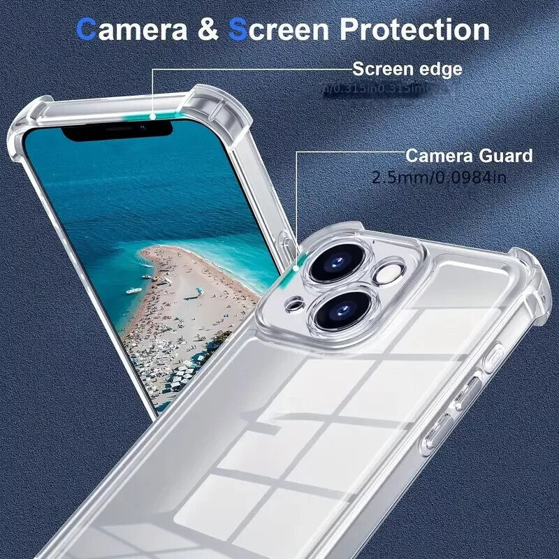 Case For iPhone 15 14 Pro Max Plus 13 12 11 7 8 XR Clear Shockproof Phone Cover