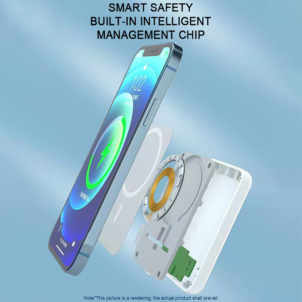 900000mAh Power Bank Magnetic Battery USB Pack Wireless Fast Charger for iPhone